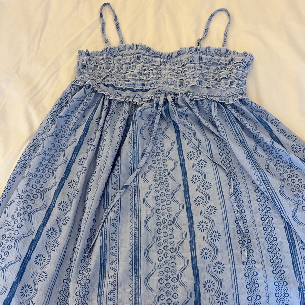 Blue Patterned Kids Casual Dress